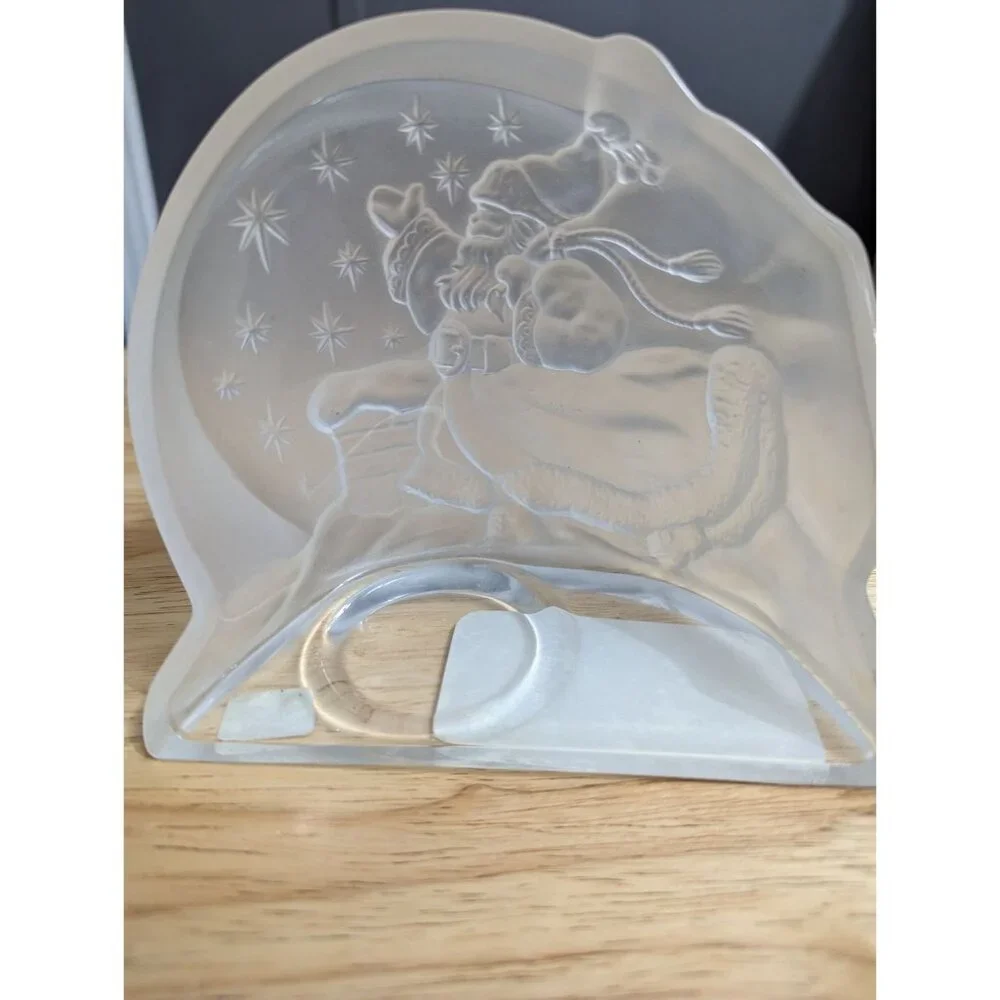 Luminarc France for Avon St Nicholas Santa frosted glass tealight‎ decor 5 inch